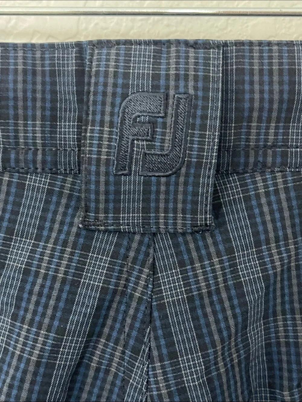 FootJoy Men’s Plaid Golf Shorts Gray Blue Performance Stretch Size 34